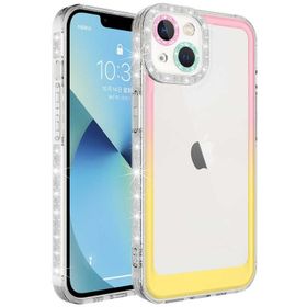 Vendas iPhone 14 Plus Pare Serisi Simli Renk Geçiş Tasarımlı Lens Korumalı Cep Telefonu Kılıfı