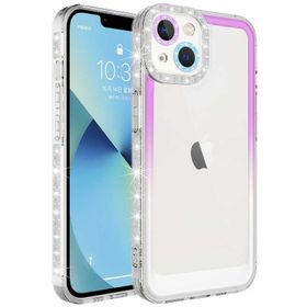 Vendas iPhone 14 Plus Pare Serisi Simli Renk Geçiş Tasarımlı Lens Korumalı Cep Telefonu Kılıfı