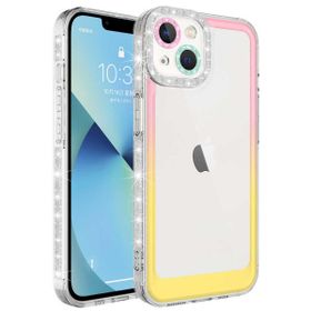 Vendas iPhone 14 Plus Pare Serisi Simli Renk Geçiş Tasarımlı Lens Korumalı Cep Telefonu Kılıfı