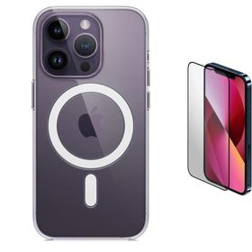 Vendas iPhone 14 Pro Magsafe Şarj Destekli Darbe Dirençli Fit Hard Silikon Cam Ekran Koruyucu Cep Telefonu Kılıfı