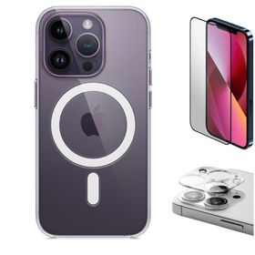 Vendas iPhone 14 Pro Magsafe Şarj Destekli Darbe Dirençli Fit Hard Silikon Kamera Lens ve Cam Ekran Koruyucu Cep Telefonu Kılıfı