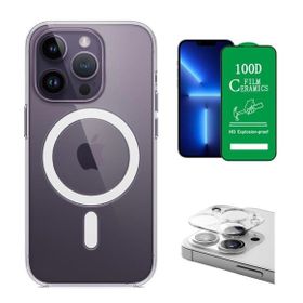 Vendas iPhone 14 Pro Magsafe Şarj Destekli Darbe Dirençli Fit Hard Silikon Kamera Lens ve Seramik Nano Cep Telefonu Kılıfı