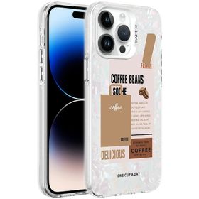 Vendas iPhone 14 Pro Max Marbello Serisi Mermer Desenli Parlak Yüzeyli Dizayn Cep Telefonu Kılıfı