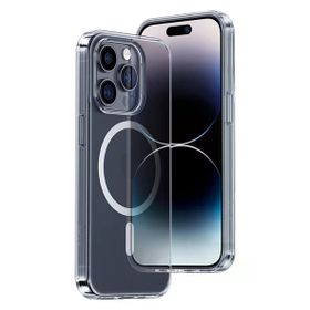Vendas İphone 14 Pro Max Uyumlu Magnetik Crystal Wireless Şarj Destekli Magic Fit Silikon Kılıf