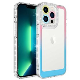 Vendas iPhone 14 Pro Max Uyumlu Pare Serisi Simli ve Renk Geçiş Tasarımlı Lens Korumalı Kılıf