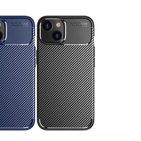 Vendas iPhone 14 Uyumlu Karbon Fiber Tasarımlı Kamera Çıkıntılı Darbe Dirençli Kılıf