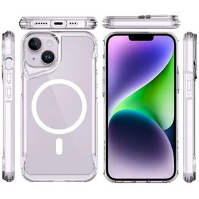 Vendas iPhone 15 Plus Uyumlu Door Serisi Magsafe Destekli Darbe Direçli Elektroplated Şeffaf T-Max Kılıf