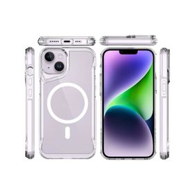 Vendas iPhone 15 Plus Uyumlu Door Serisi Magsafe Destekli Darbe Direçli Elektroplated Şeffaf T-Max Kılıf