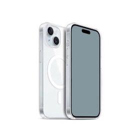 Vendas iPhone 15 Plus Uyumlu Embos Serisi Magsafe Şarj Özellikli Şeffaf Sert PC Kılıf