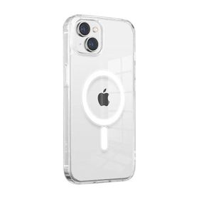Vendas iPhone 15 Plus Uyumlu Embos Serisi Magsafe Şarj Özellikli Şeffaf Sert PC Kılıf