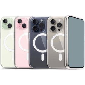 Vendas iPhone 15 Plus Uyumlu Embos Serisi Magsafe Şarj Özellikli Şeffaf Sert PC Kılıf