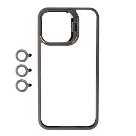 Vendas iPhone 15 Pro Klon Serisi Kamera Lens Korumalı Standlı Sert PC Cep Telefonu Kılıfı