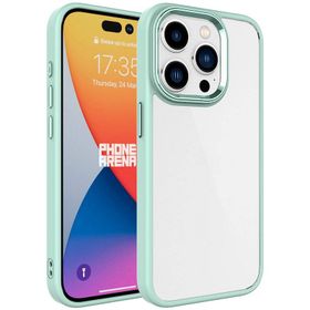 Vendas iPhone 15 Pro Krom Serisi Metal Buton Tasarımlı Renkli Kenarlı Tarz Cep Telefonu Kılıfı