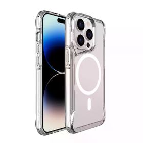 Vendas iPhone 15 Pro Max Door Serisi Magsafe Destekli Darbe Direçli Elektroplated Şeffaf T-Max Cep Telefonu Kılıfı