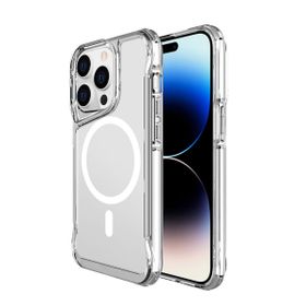 Vendas iPhone 15 Pro Max Door Serisi Magsafe Destekli Darbe Direçli Elektroplated Şeffaf T-Max Cep Telefonu Kılıfı