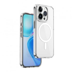 Vendas iPhone 15 Pro Victor Serisi Magsafe Şarj Özellikli Renkli Kamera Çerçeveli Şeffaf Silikon Cep Telefonu Kılıfı