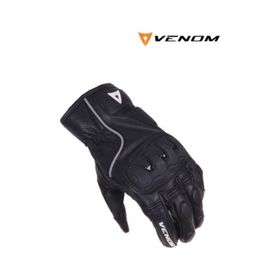 Venom D1 Siyah Deri Motosiklet Eldiveni