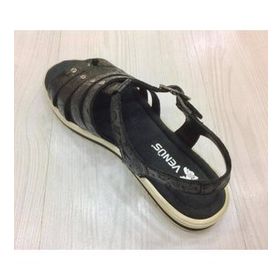 Venüs 1819405 Kadın Deri Anatomik Lazer Kesim Siyah Sandalet