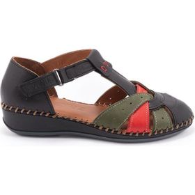 Venüs 2313703 Siyah Comfort Cırtlı Kadın Sandalet