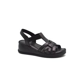 Venüs 24028801 Siyah Hakiki Deri Dolgu Topuk Comfort Kadın Sandalet