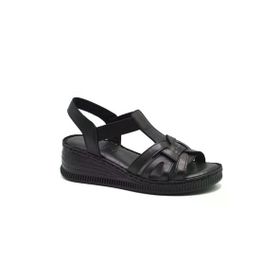 Venüs 24028801 Siyah Hakiki Deri Dolgu Topuk Comfort Kadın Sandalet