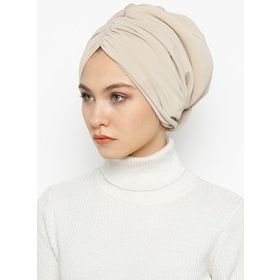 Vera Bone Drape Bej Hazır Türban