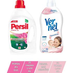 Vernel Max Sensitive 1.44 lt + Persil Jel Gül 26 Yıkama Çamaşır Deterjanı