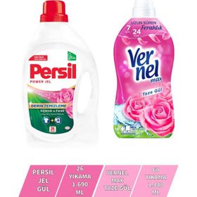 Vernel Max Taze Gül 1.44 lt + Persil Jel Gül 26 Yıkama Çamaşır Deterjanı