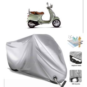 Vespa LXV 125 Siyah Arka Çanta Uyumsuz Ultra Kalın Su Geçirmez Motor Brandası