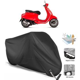 Vespa Sprint 125 Siyah Arka Çanta Uyumsuz Ultra Kalın Su Geçirmez Motor Brandası