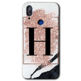 Vestel E5 Pembe Mermer Desenli H Harfi Baskılı Uyumlu Silikon Kılıf