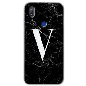 Vestel E5 Siyah Mermer Desenli V Harfi Baskılı Uyumlu Silikon Kılıf