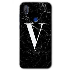 Vestel E5 Siyah Mermer Desenli V Harfi Baskılı Uyumlu Silikon Kılıf