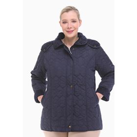 Vetre 1014 Lacivert Ekose 75 cm Büyük Beden Kadın Mont