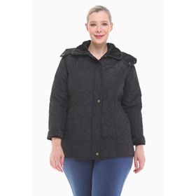 Vetre 1014 Siyah Ekose 75 cm Büyük Beden Kadın Mont