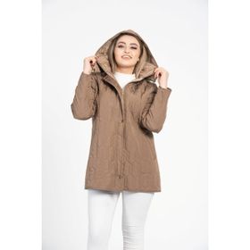 Vetre 1014 Vizon 75 cm Büyük Beden Kapitone Kadın Mont