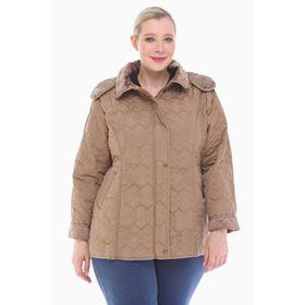 Vetre 1014 Vizon 75 cm Büyük Beden Kapitone Kadın Mont
