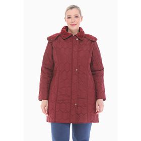 Vetre 1016 Bordo 95 cm Büyük Beden Kapitone Kadın Mont