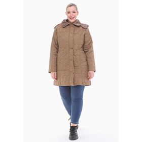 Vetre 1016 Vizon Kapitone 95 cm Büyük Beden Kadın Mont