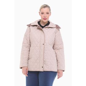 Vetre 1024 Açık Bej Ekose 75 cm Büyük Beden Kadın Mont