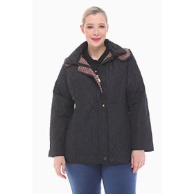 Vetre 1024 Siyah Ekose 75 cm Büyük Beden Kadın Mont