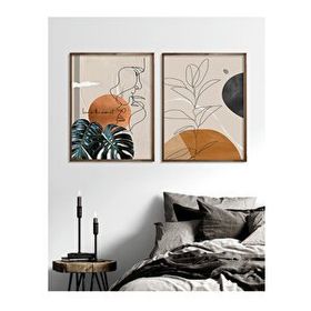 Vetro 40x50 cm Ceviz Design Live in the Moment Tablo Set