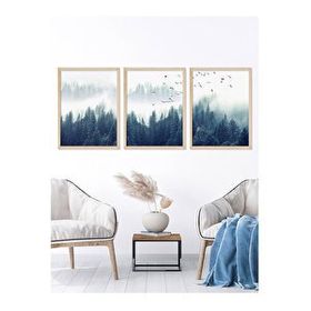 Vetro 40x50 cm Natural Design Mavi Manzara Tablo Set
