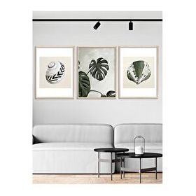 Vetro 40x50 cm Natural Design Monstera ve Deniz Kabukları