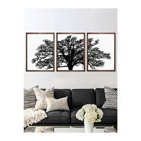 Vetro Design 3 Parça Ağaç 21x30 cm Ceviz Çerçeveli Tablo