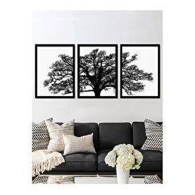 Vetro Design 3 Parça Ağaç 30x40 cm Siyah Çerçeveli Tablo