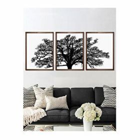 Vetro Design 3 Parça Ağaç 40x50 cm Ceviz Çerçeveli Tablo