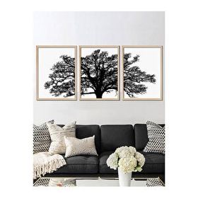 Vetro Design 3 Parça Ağaç 40x50 cm Natural Çerçeveli Tablo