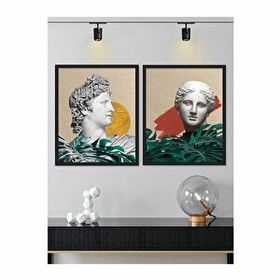 Vetro Design Afrodit ve Apollon 21x30 cm Siyah Çerçeveli Tablo