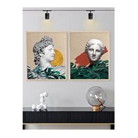 Vetro Design Afrodit ve Apollon 30x40 cm Natural Çerçeveli Tablo